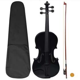 70143 Vidaxl Violin With Bow And Chin Rest Outfit Set Kit Black 4/4