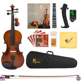 B0cnkkzzf3 Visit The Poseidon Store Beginner 1/4 Size Acoustic Violin Set - Matte Brown Case Bow Rosin And Extras