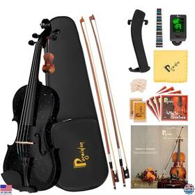 Lxt200 Visit The Poseidon Store 1/4 Size Beginner Violin Kit - Glossy Black Set With Case And Accessories