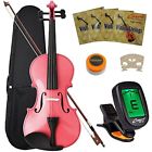 Vlpk Pink Maple Wood Acoustic Violin Case Rosin 892036002338