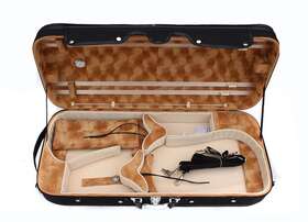 Vi-24 Yinfente Double Violin Case 4/4 Full Size Viola Hold 2 4 Bows With Sheet Bag