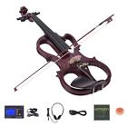 Yup1056273412648zb Ammoon Full Size Silent Electric Violin Fiddle Set Burgundy