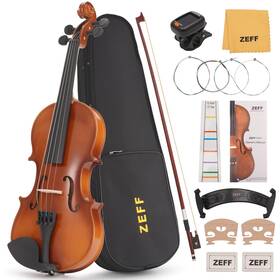 Zfvl300 Zeff Violin 1/2 Size For Beginners Acoustic Fiddle With Bow Case Tuner Bridge