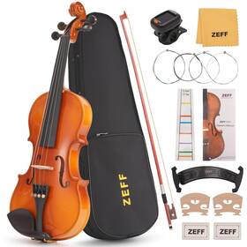 Zfvl600 Zeff Violin 4/4 Full Size For Beginners Acoustic Fiddle With Bow Case Tuner Br