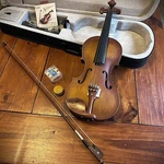 Full-size 4/4 Violin Fiddle With Gorgeous Relic Finish Case, Bow, And Rosin. Fixed Price $76.95.