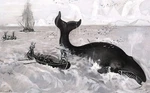 Pecheux French Oil Painting Scene Whale Whaling Marine Voyage Boat Sailors Pole. Fixed Price $994.67.