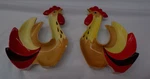 Two Vintage 1961 Holt Howard Ceramic Rooster Spoon Rest Or Tea Bag Holders. Fixed Price $38.99.