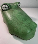 Billy Ray Mangham Texas Folk Art Alligator Head Sculpture Raku Clay Wall. Fixed Price $228.00.