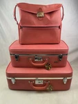 Vintage Ventura Pink Luggage Set Train Suitcases Mid Century W/ Covers. Fixed Price $199.99.