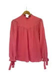 G. Label By Goop Ashley Silk Ruffle High Neck Yoke Bow Tie Blouse Pink 6. Fixed Price $25.00.