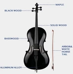 Ktaxon Full-size Cello, Black 4/4, Acoustic Set, Bow, Rosin, Bridge. Fixed Price $300.00.