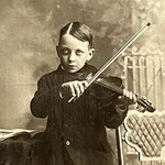 Antique Cabinet Card Photograph Spooky Little Boy Playing Violin New York Ny. Fixed Price $304.95.