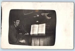 Violin Musician Postcard Rppc Photo House Interior C1910'S Unposted Antique. Fixed Price $14.98.