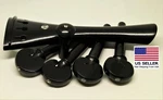 4 Violin Pegs Heart Style + 1 Endpin Tailpiece Ebony Wood With Crystal Inlay. Fixed Price $38.00.