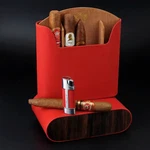 Brizard & Co Show Band Travel Humidor Cigar Case Holder Red Leather Ebony Wood. Fixed Price $250.00.