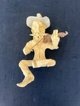 Vintage Clay Sculpture Signed By Tom Schoolcraft. Cowboy Playing Fiddle !. Fixed Price $39.99.
