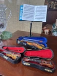 American Girl Set 2 Violins & Guitar W/cases ,bow, Stand, Music Books Excellent. Fixed Price $29.40.
