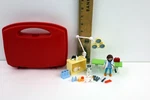 Playmobil Vet Visit Set With Red Carrying Case - 28PC Near Complete. Fixed Price $19.99.