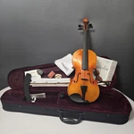 4/4 Violin, Bow, String, Bridge, Rosin, Tuner, Shoulder Rest, Fingerboard Tape. Fixed Price $65.00.