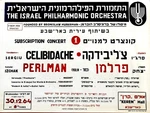1964 Rare Concert Poster Israel Celibidache Violinist Perlman Ipo Mozart. Fixed Price $95.00.