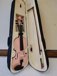 Mendini By Cecilio Pink-colored, Hand-carved Solid Wood Acoustic Violin. Fixed Price $107.00.