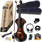Electric Violin Full Size 4/4 Solid Wood Silent Fiddle Kit Pyle Hard Case Ebony. Fixed Price $369.99.