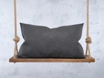 Handmade Faux Leather Lumbar Pillow Cover Charcoal Case Dark Gray Decorative. Fixed Price $35.00.