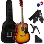 41IN Full Size Beginner All Wood Acoustic Guitar Starter Set W/case, Strap, Capo. Fixed Price $250.99.