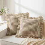 Ruffle Gingham Pillow Covers 20 X Inches, Cotton Cases Set .... Fixed Price $27.13.