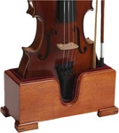 Handcrafted Solid Wood Violin & Bow Stand, Red Velvet Lining, Elegant Display. Fixed Price $62.99.