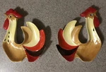 Pair Of Vintage 1961 Holt Howard Rooster Spoon Rest/tea Bag Holder/nut Dish. Fixed Price $29.25.