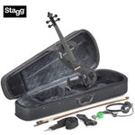 Stagg Evn 4/4 S-shaped Electric Violin Metallic Black W/ Case, Bow, Headphones. Fixed Price $289.99.