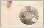 C1910S Rppc Little Girls French Horn & Violin Yard Photo Postcard. Fixed Price $12.90.