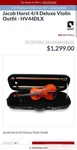 Jacob Horst HV44DLX 4/4 Violin Outfit W/ Case, Bow, Rosin, Strings. Fixed Price $400.00.