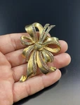 Derosa Vtg Sterling Silver Clear Rhinestones Bow Design Vermeil Pin Brooch. Fixed Price $225.00.