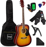 41IN Full Size Beginner All Wood Acoustic Guitar Starter Set W/case, Strap, Capo. Fixed Price $165.04.