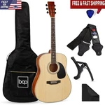 41" Beginner All Wood Acoustic Guitar Starter Set W/ Case Strap Capo Strings New. Fixed Price $177.18.