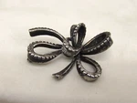 R. Derosa Sterling Silver Clear Rhinestone Bow Shaped Brooch 2 X 1 3/8" #59. Fixed Price $200.00.