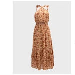 Paige Florencia Palm Leaf Print Halter Silk Maxi Dress Orange White Size Nwot. Fixed Price $17.59.
