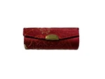 Burgundy Chinese Silk Print Lipstick Case W/ Mirror. Fixed Price $8.95.