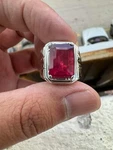 Classic Lab Created Ruby Gemstone 925 Sterling Silver Ring For Men's SR2. Fixed Price $104.20.