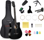 38'' Wood Acoustic Guitar, 6 Brass Strings, Strap Buttons, Music. Fixed Price $108.99.