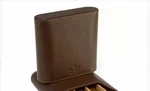 Brizard " Show Band 5 Slot Case - Coffee Leather Macassar Ebony Nib. Fixed Price $250.00.