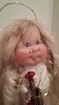 Angel Figurine With Violin, Christmas, White Dress, Gold Halo And Wings. Fixed Price $42.22.