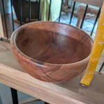 Round Brown Wooden Bow, Hand Turned Finished, Smooth Finish, Grain. Fixed Price $40.00.