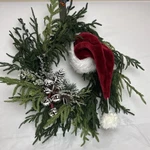 Handmade - Beautiful Large 24IN. Christmas Wreath W/santa Hat Case New. Fixed Price $72.00.
