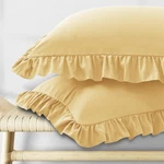 Kkjiaf Ruffle Pillow Cases Queen Size Set Of 2, - 20 X 30 Inch, Gold. Fixed Price $18.99.