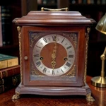 Franz Hermle Mantle Clock Walnut Case Brass Feet 12" Germany Needs Repair Read. Fixed Price $59.00.